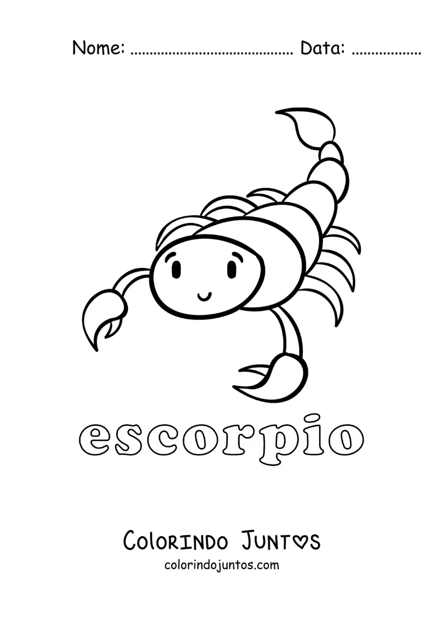 Desenho para colorir de escorpião de Escorpião fácil com seu nome
