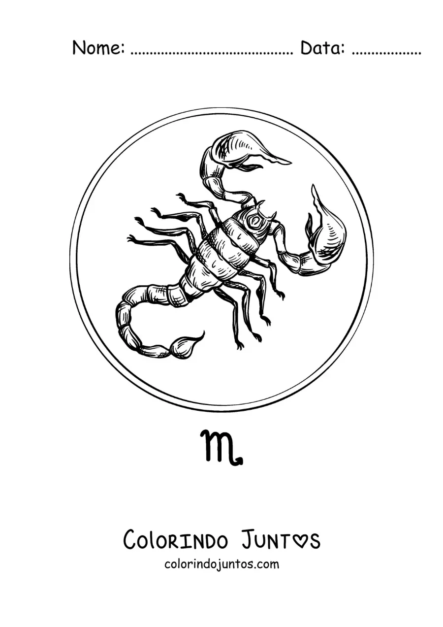 Desenho para colorir de escorpião realista do signo de Escorpião