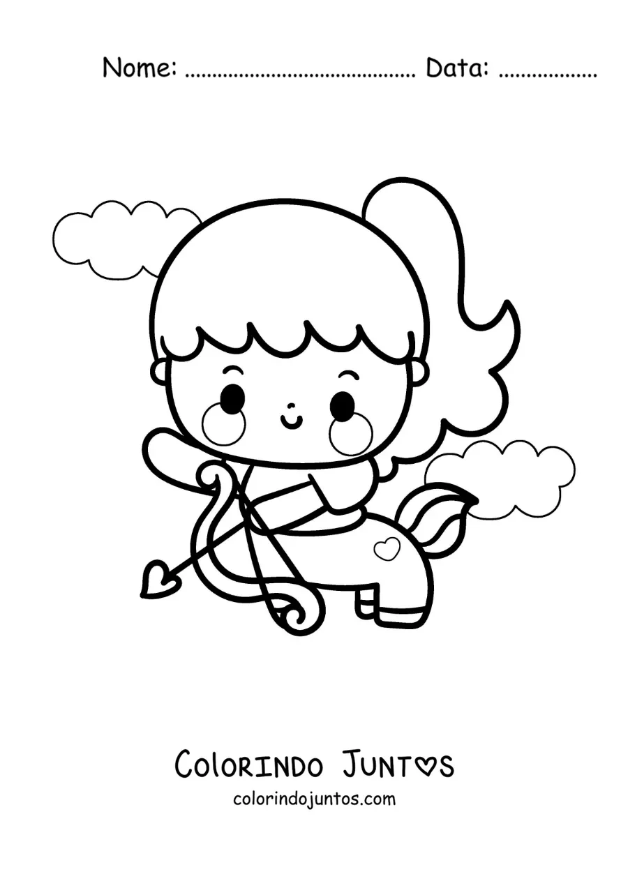 Desenho para colorir de menina centauro arqueira kawaii de Sagitário