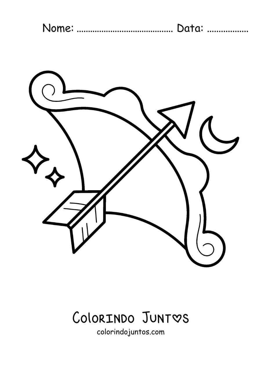 Desenho para colorir de arco do signo de Sagitário animado fácil