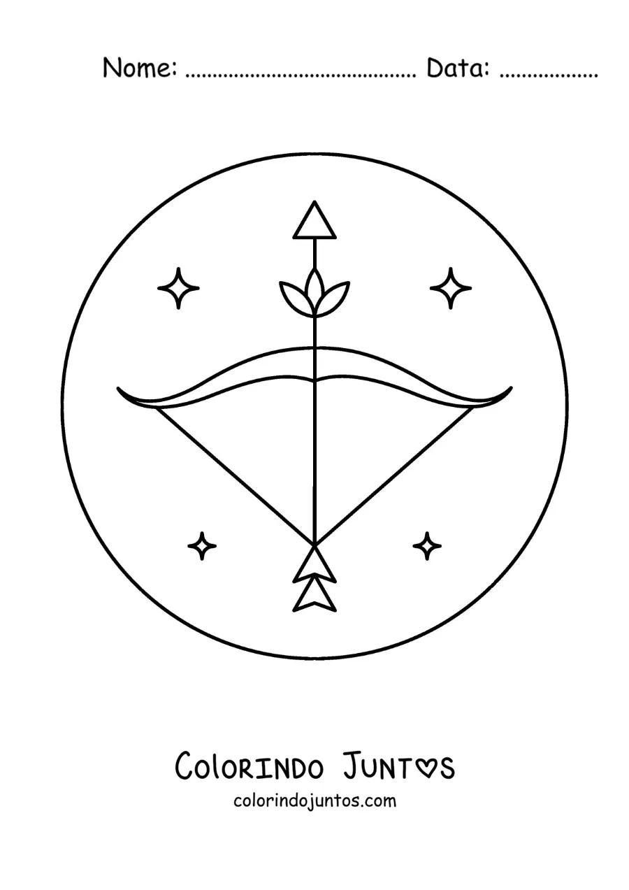 Desenho para colorir de arco de Sagitário fácil