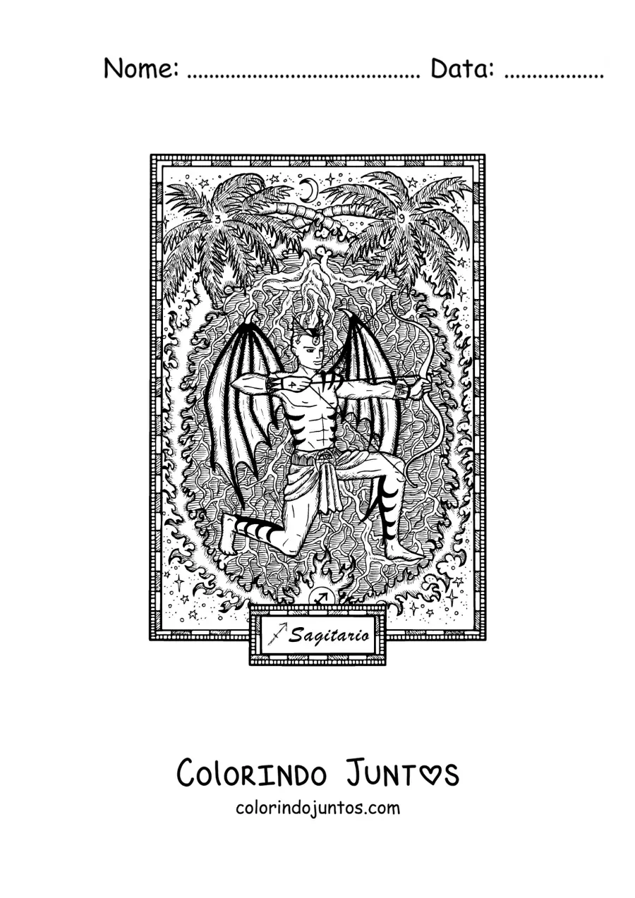 Desenho para colorir de carta de Sagitário