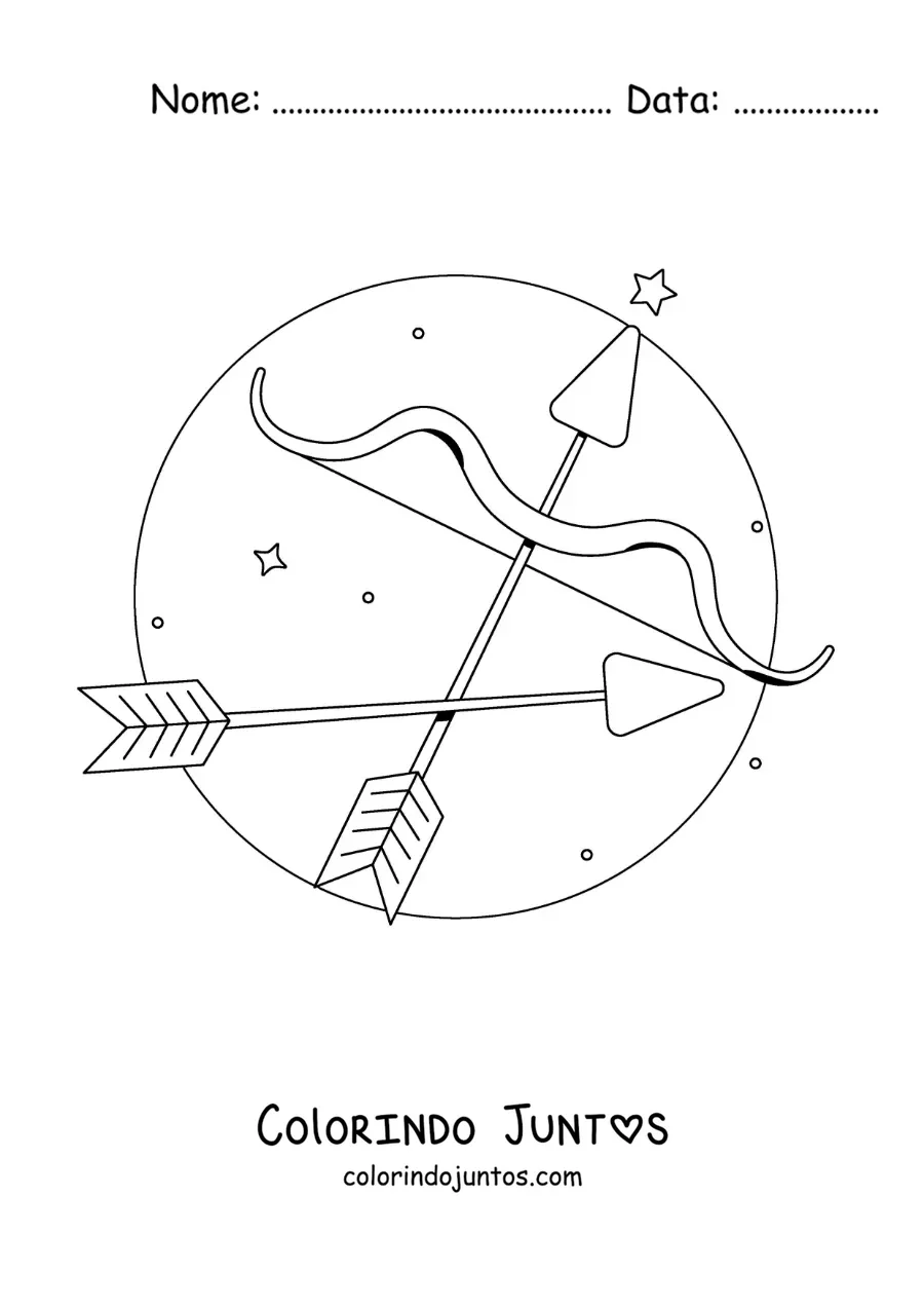 Desenho para colorir de arco e flecha de Sagitário