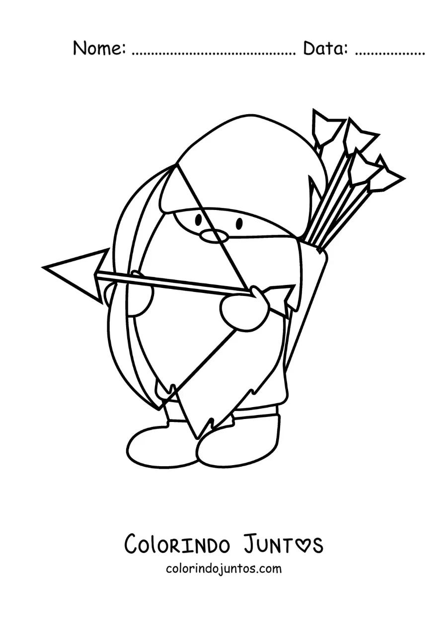 Desenho para colorir de gnomo animado infantil com o símbolo de Sagitário