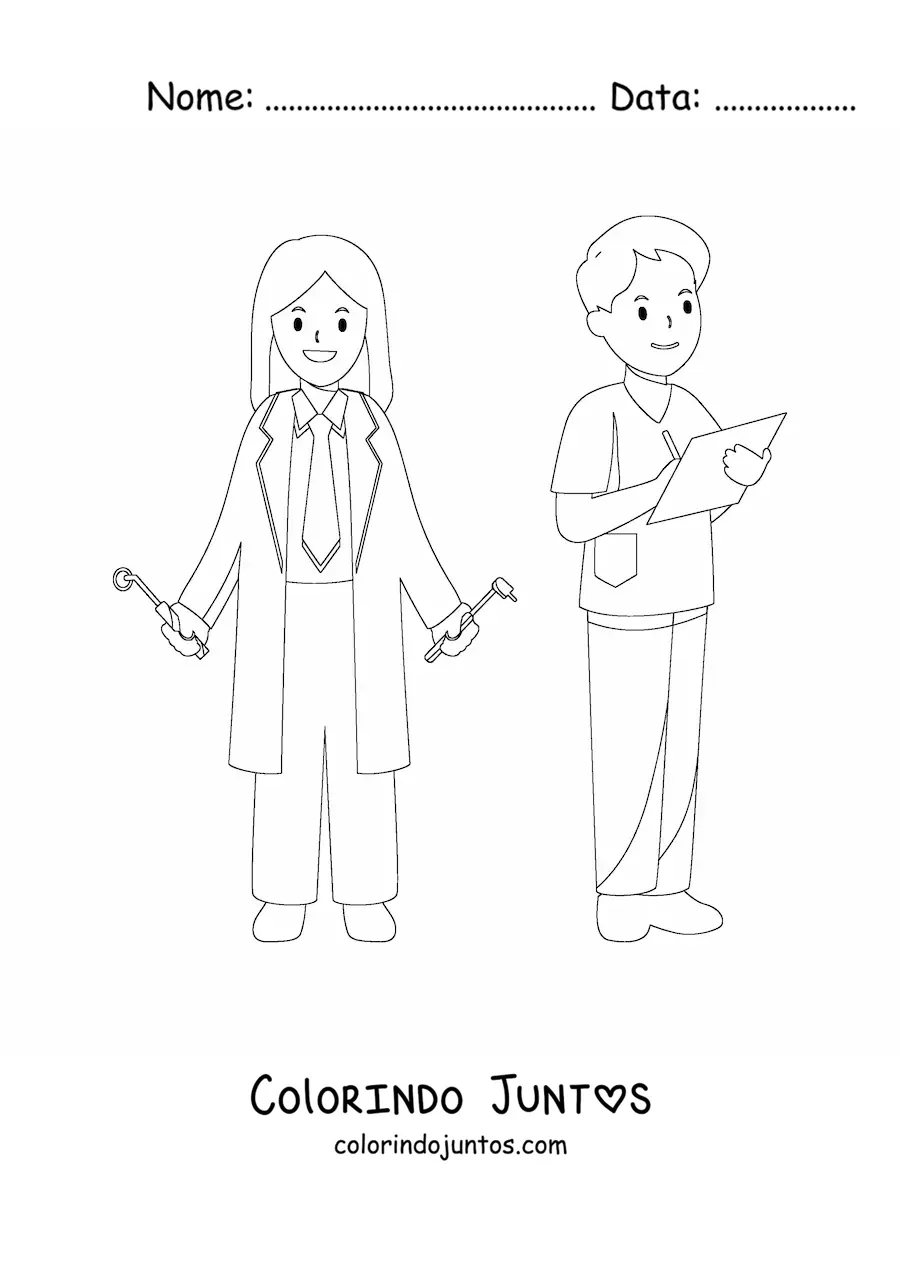Desenho para colorir de dois dentistas