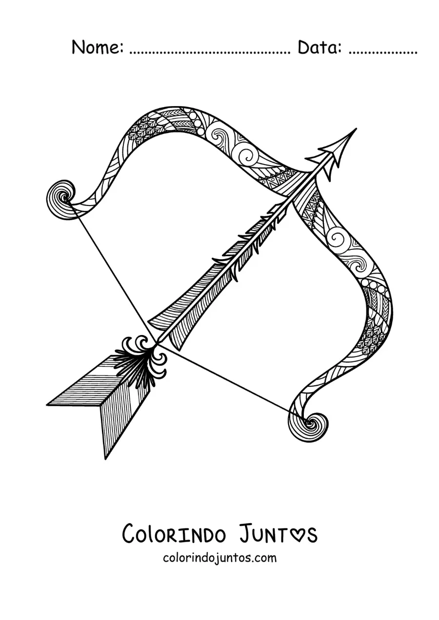 Desenho para colorir de mandala do signo de Sagitário