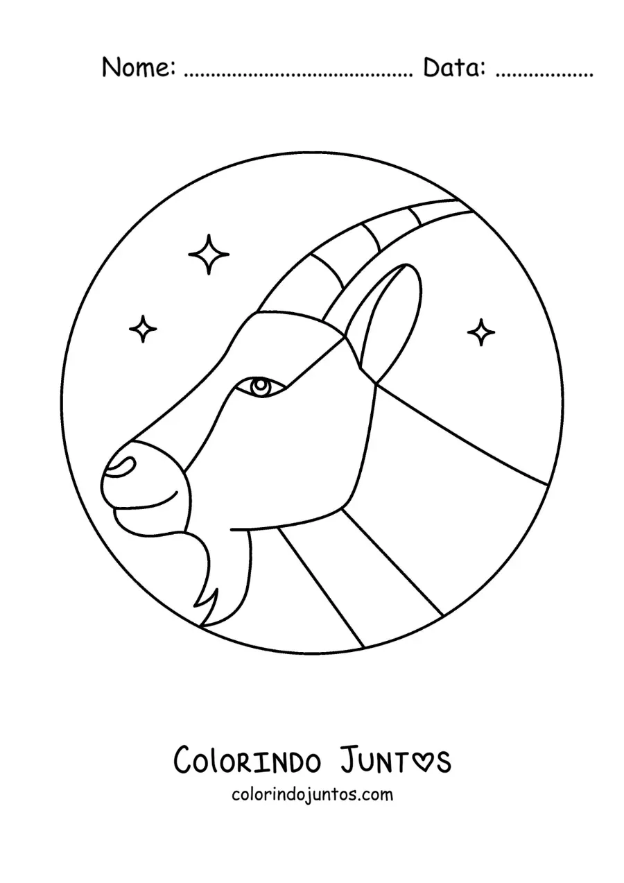 Desenho para colorir de símbolo de Capricórnio animado fácil