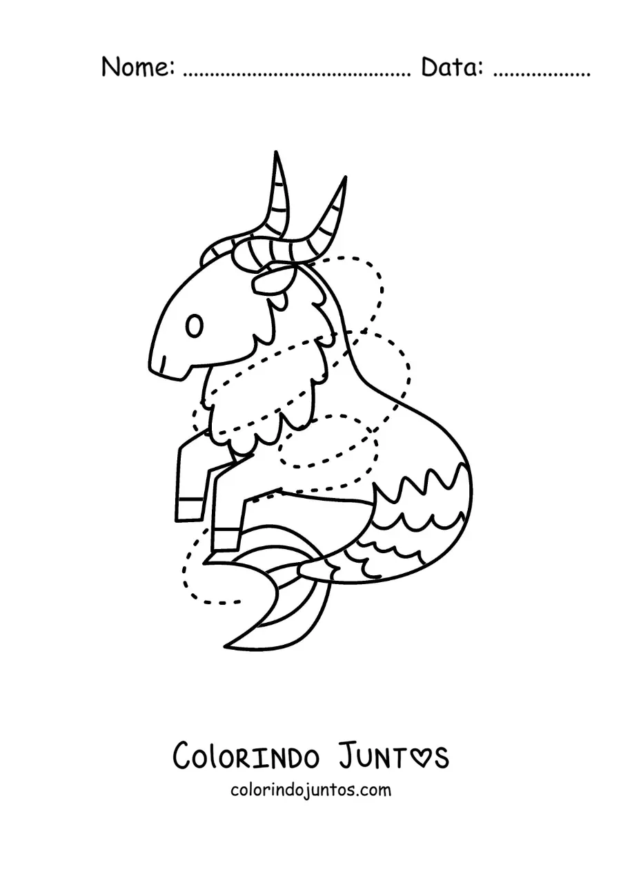 Desenho para colorir de personagem animado infantil da mitologia de Capricórnio