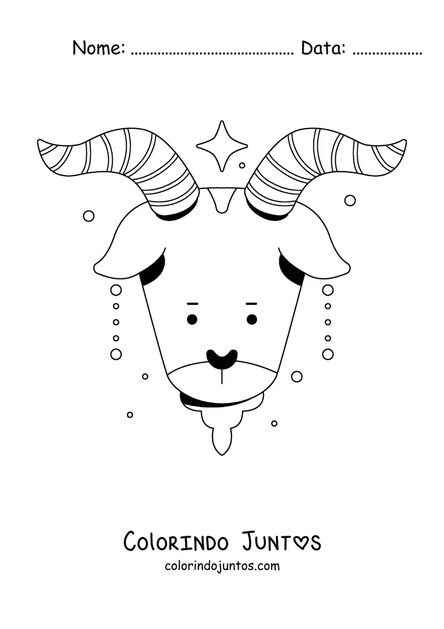 Desenho para colorir do signo de Capricórnio animado infantil