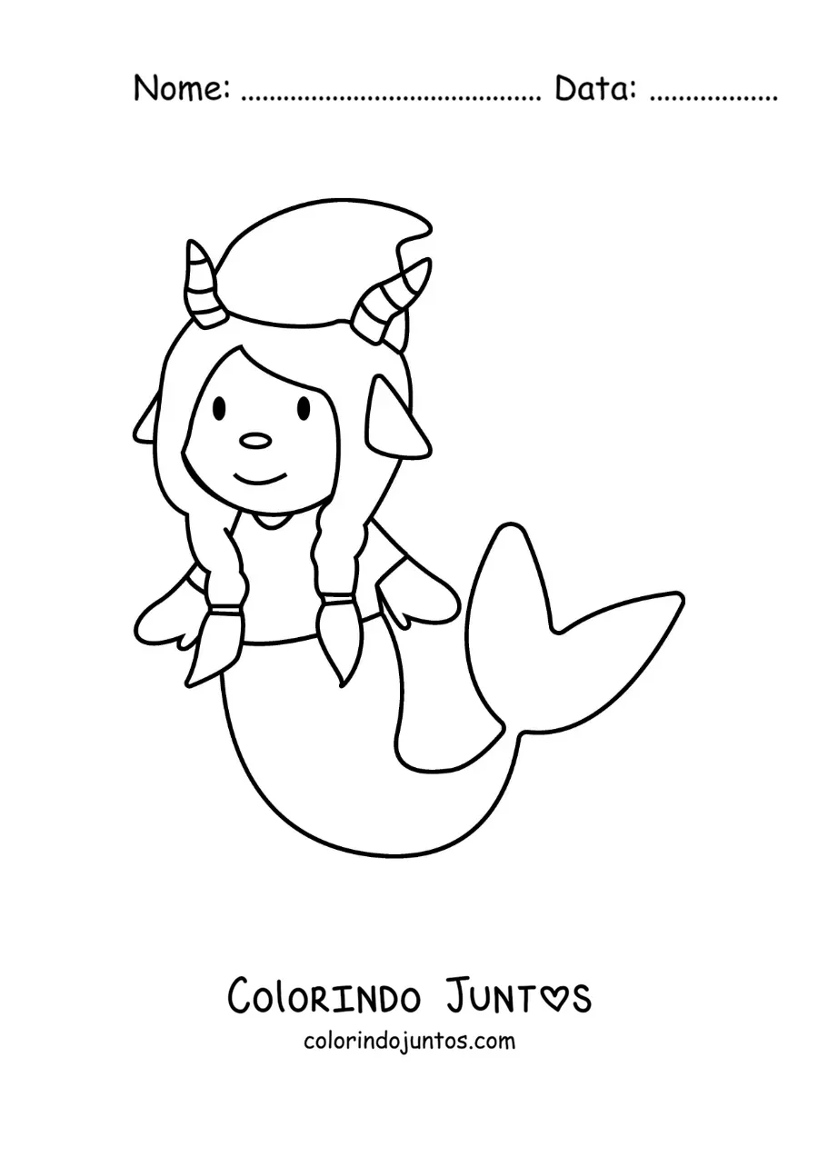 Desenho para colorir de gnomo animado infantil do signo de Capricórnio