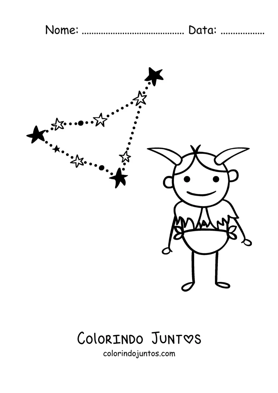 Desenho para colorir da mitologia do signo de Capricórnio e a sua constelação