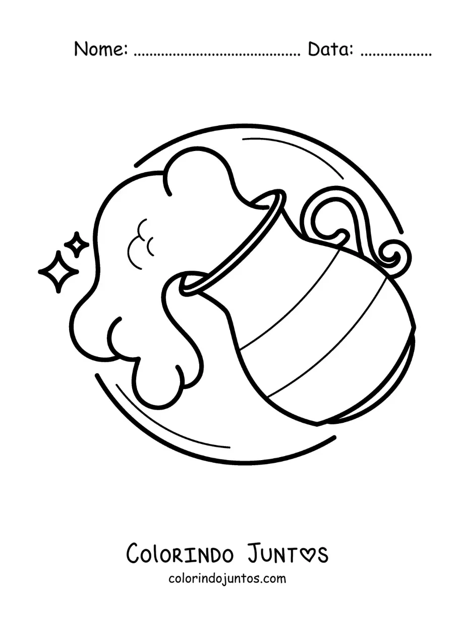 Desenho para colorir de jarra de água do signo de Aquário fácil