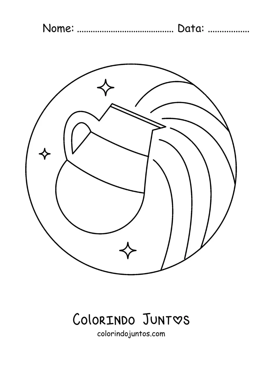 Desenho para colorir de jarra com água de Aquário fácil