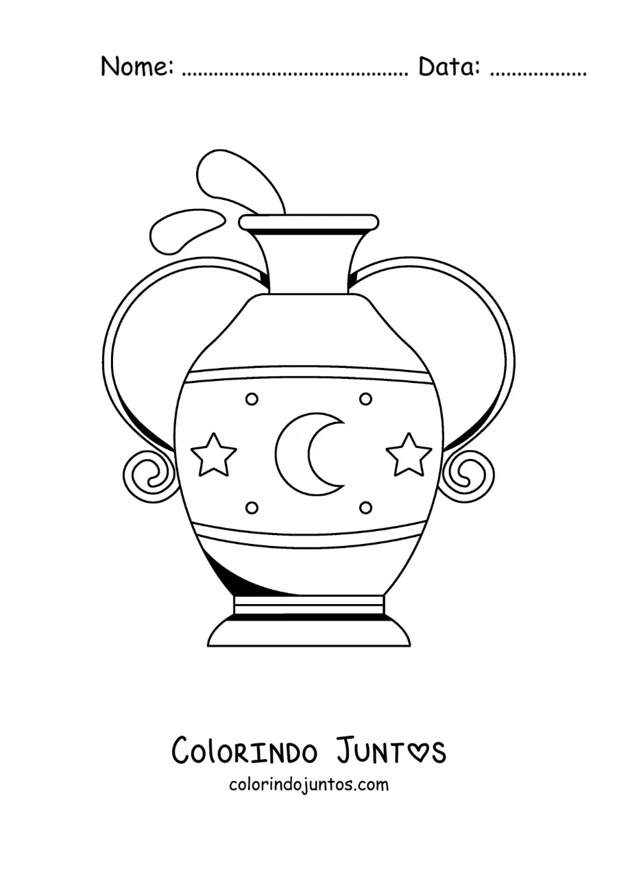 Desenho para colorir de jarra com água fácil