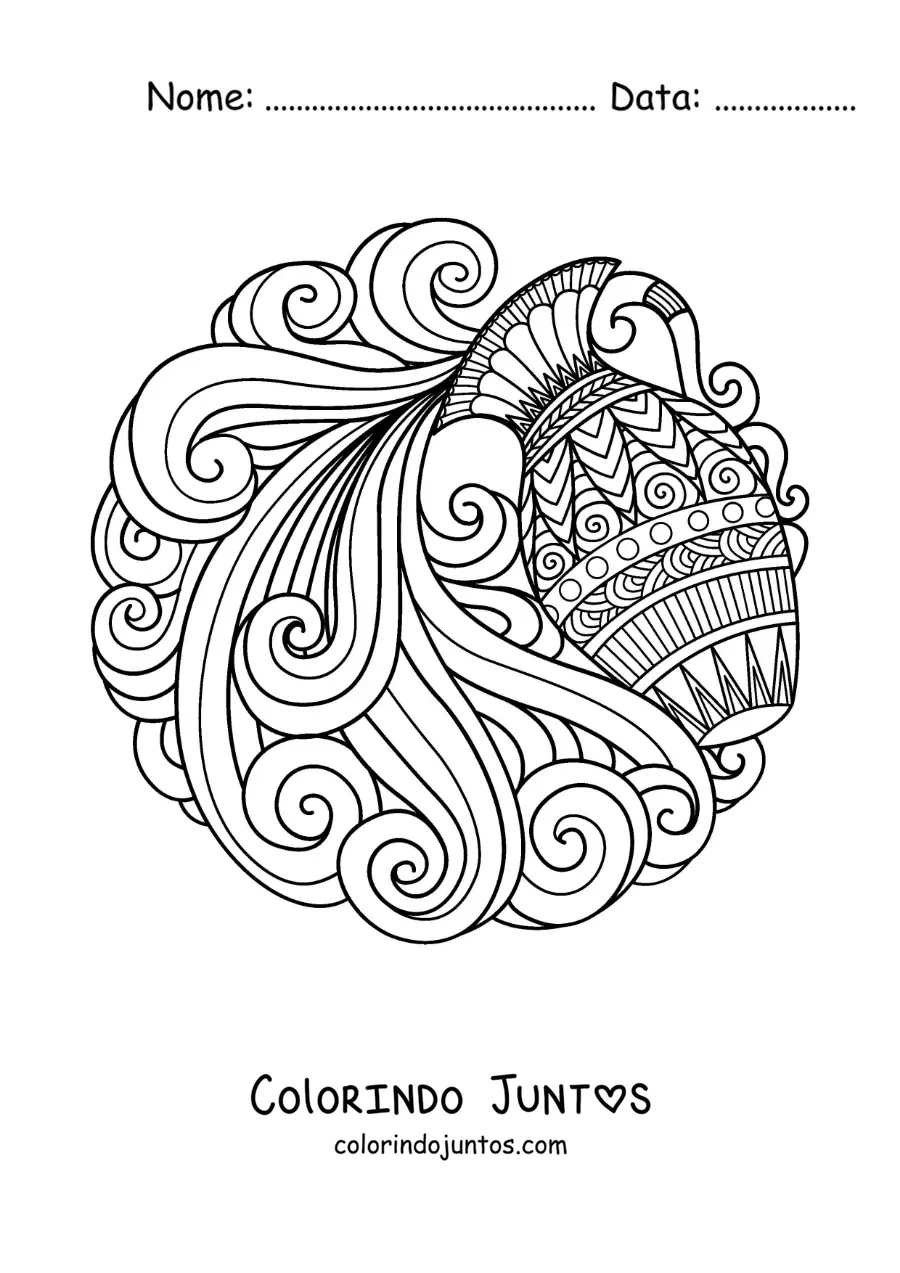 Desenho para colorir de mandala do signo de Aquário
