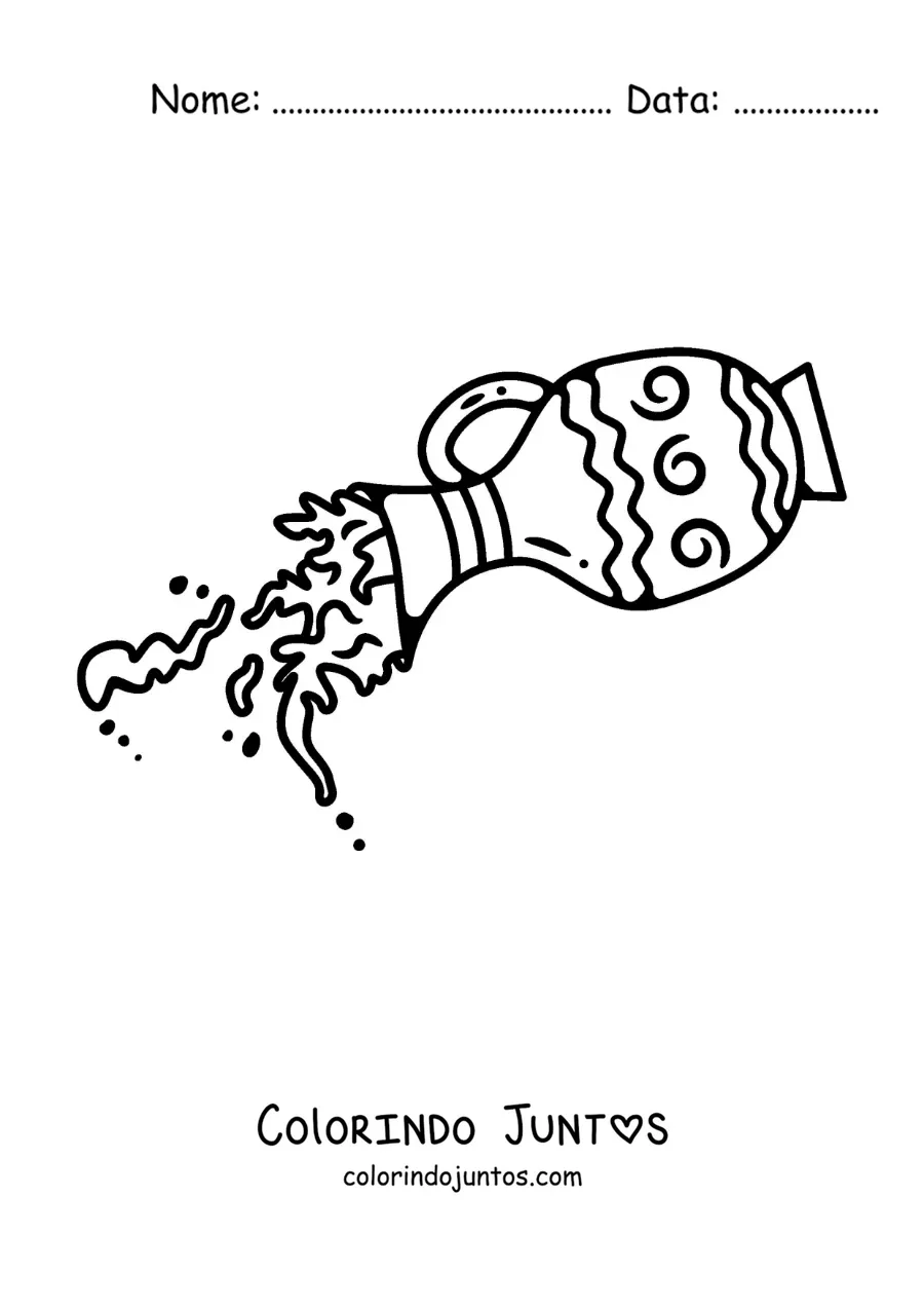 Desenho para colorir de uma jarra derramando água