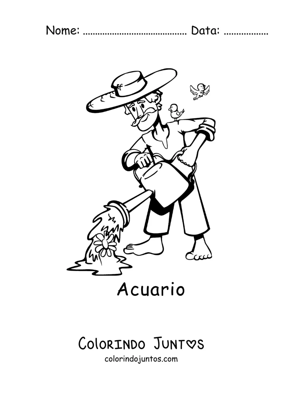 Desenho para colorir infantil da mitologia do signo de Aquário