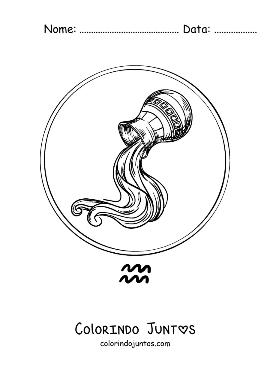 Desenho para colorir de jarra do signo de Aquário realista