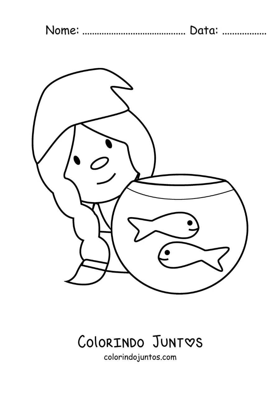 Desenho para colorir de gnomo animado infantil do signo de Peixes