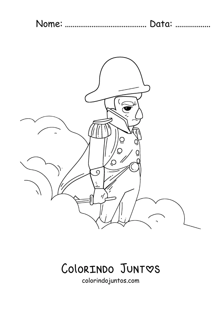 Desenho para colorir de Napoleão Bonaparte animado como general