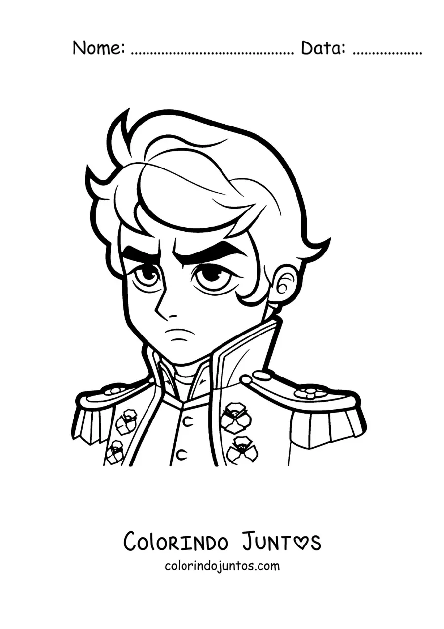 Desenho para colorir de Napoleão Bonaparte kawaii animado
