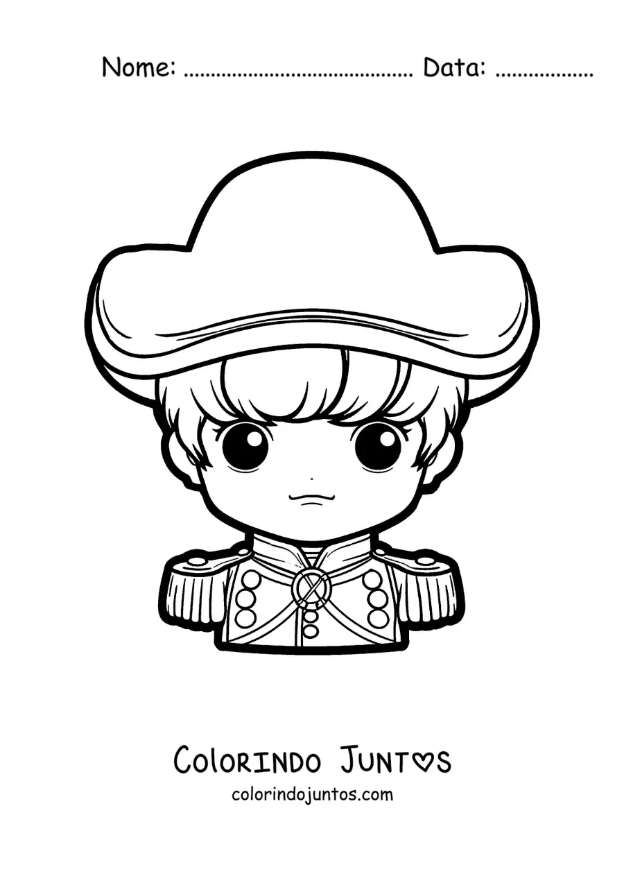 Desenho para colorir de Napoleão Bonaparte kawaii para crianças