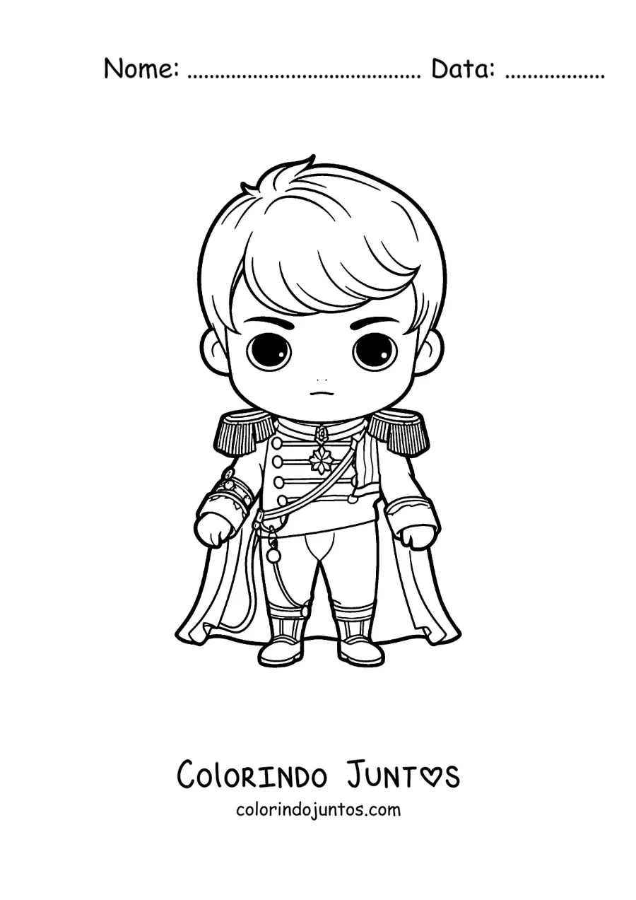 Desenho para colorir de Napoleão Bonaparte kawaii como general