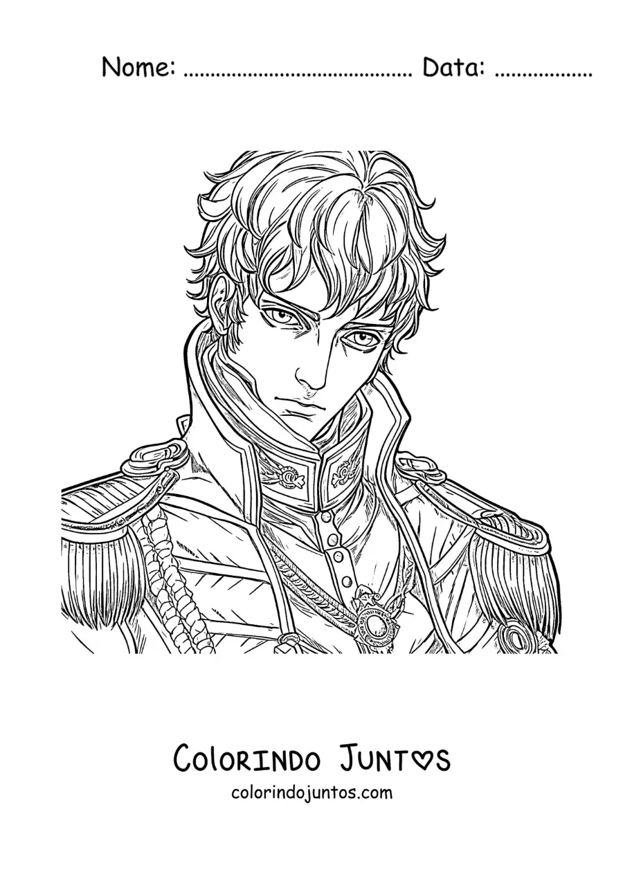 Desenho para colorir de Napoleão Bonaparte em estilo anime