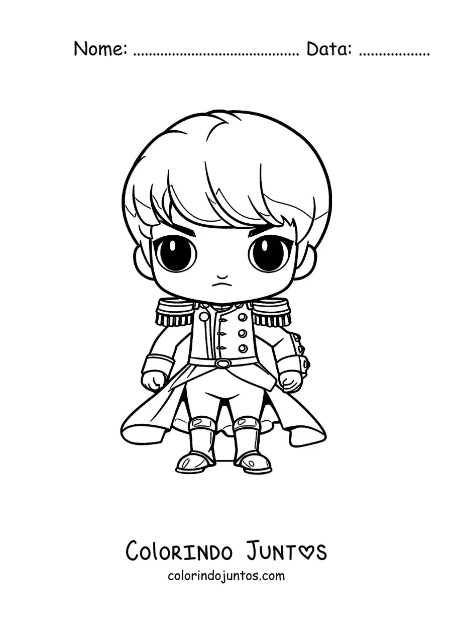 Desenho para colorir de Napoleão Bonaparte kawaii fácil