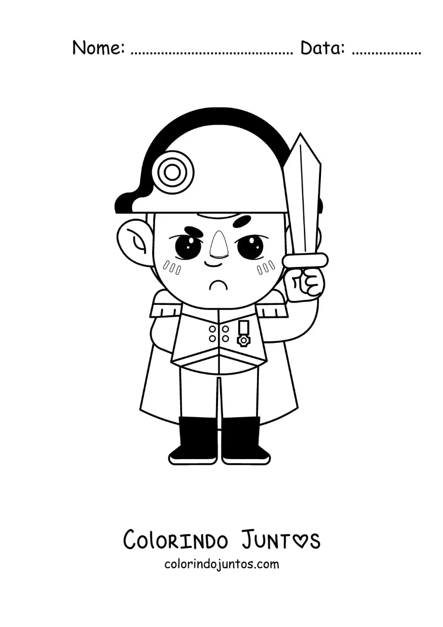 Desenho para colorir de Napoleão Bonaparte com a sua espada