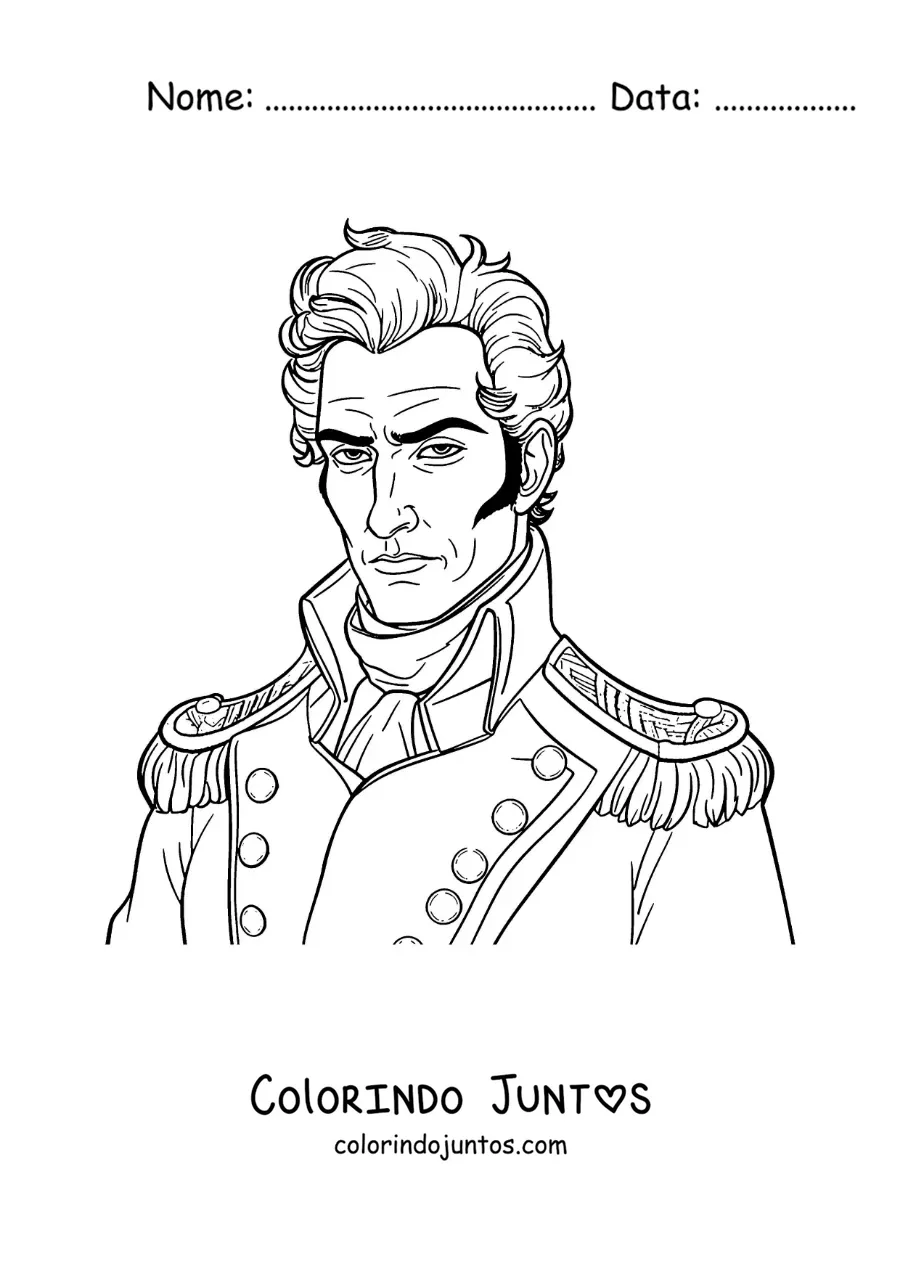 Desenho para colorir de Simón Bolívar animado