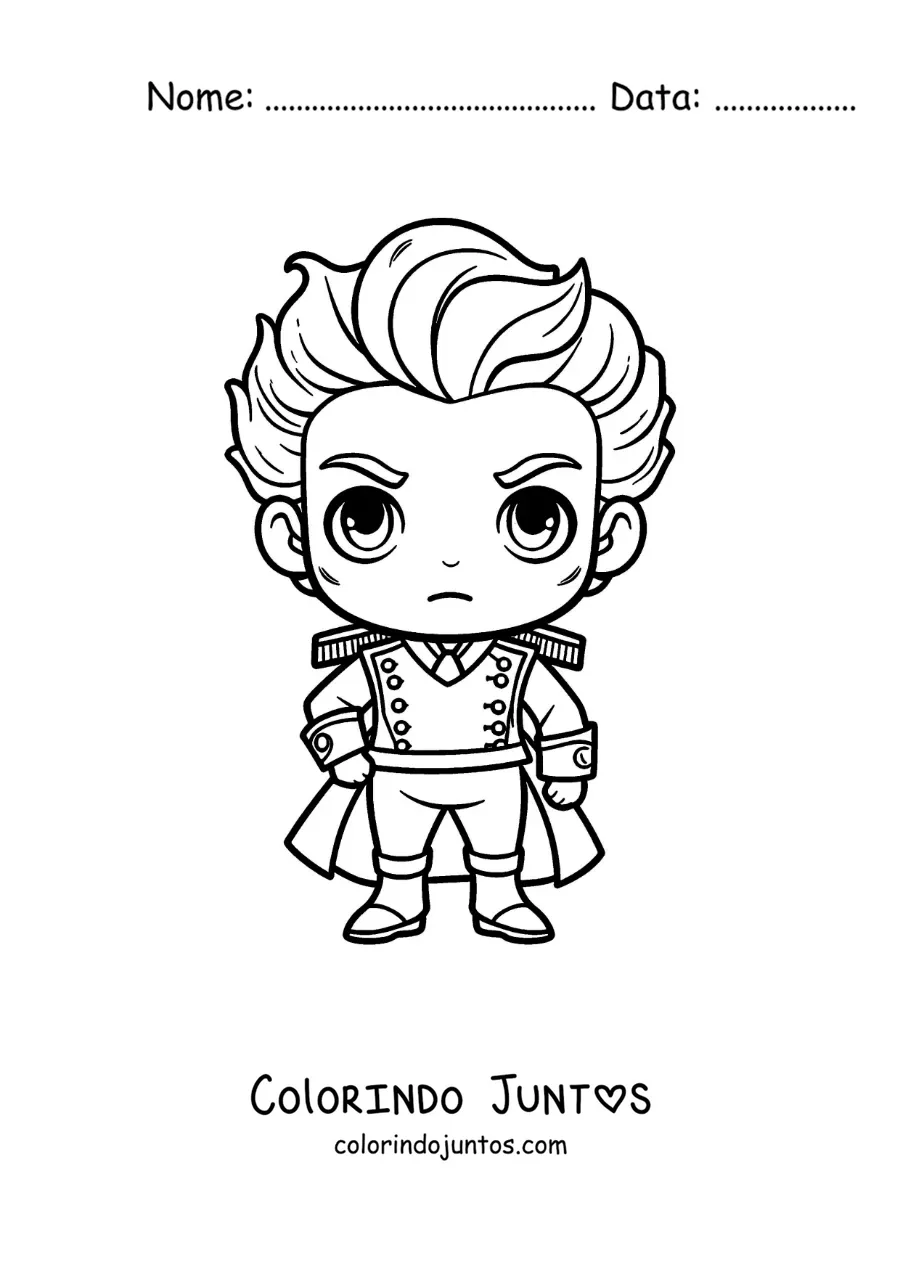 Desenho para colorir de Simón Bolívar kawaii