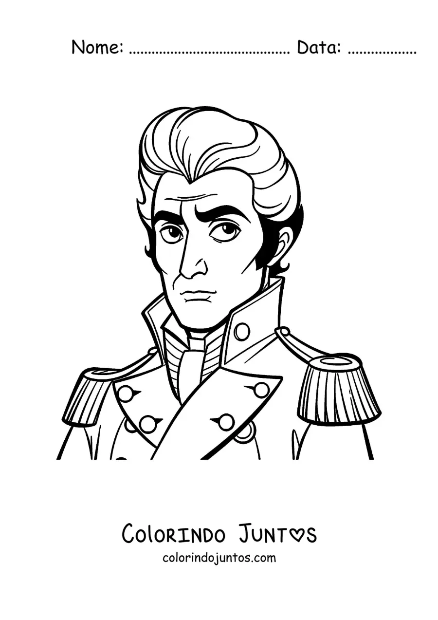 Desenho para colorir de Simón Bolívar animado