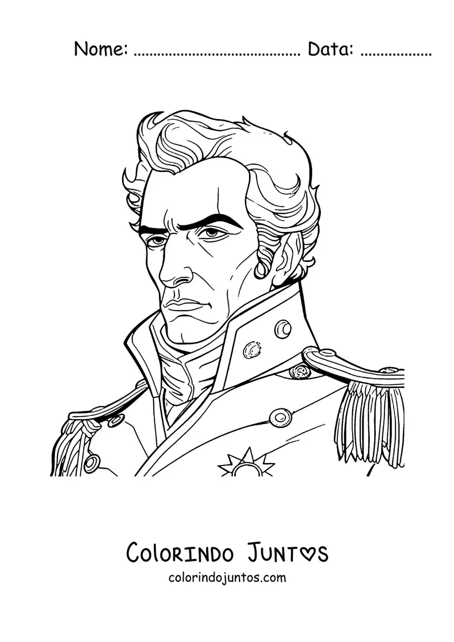 Desenho para colorir de Simón Bolívar como libertador animado