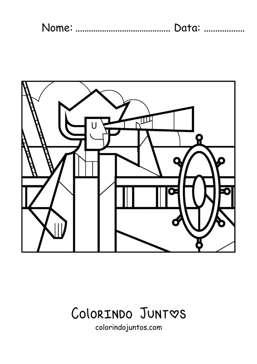 Desenho para colorir de Cristóvão Colombo quando descobriu a América fácil