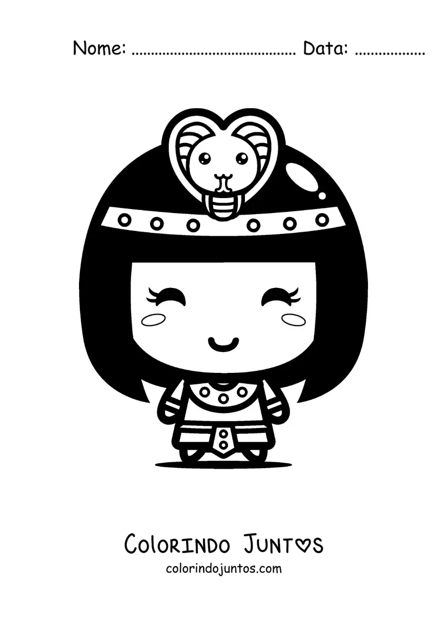 Desenho para colorir de Cleópatra kawaii