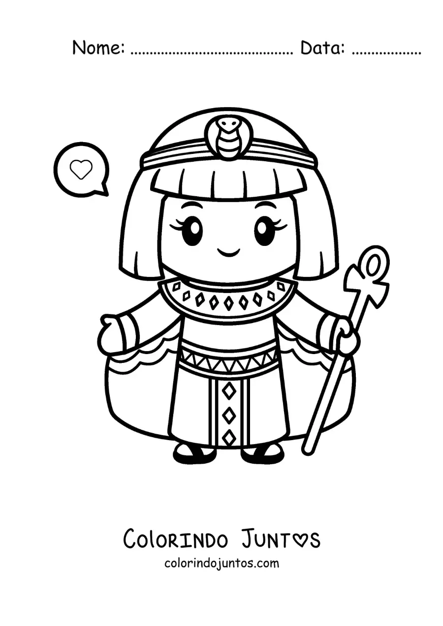 Desenho para colorir de Cleópatra animada kawaii