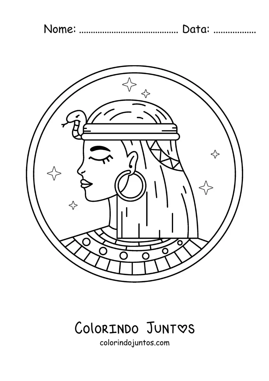 Desenho para colorir do rosto da rainha Cleópatra