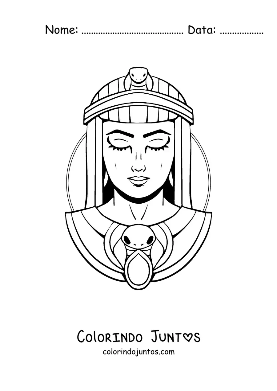 Desenho para colorir do rosto de Cleópatra do Antigo Egito
