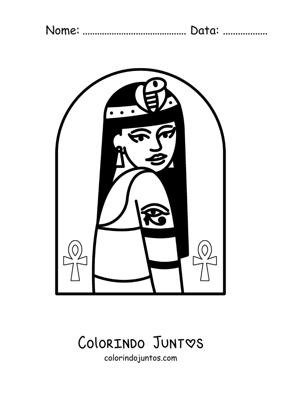 Desenho para colorir da bela rainha egípcia Cleópatra