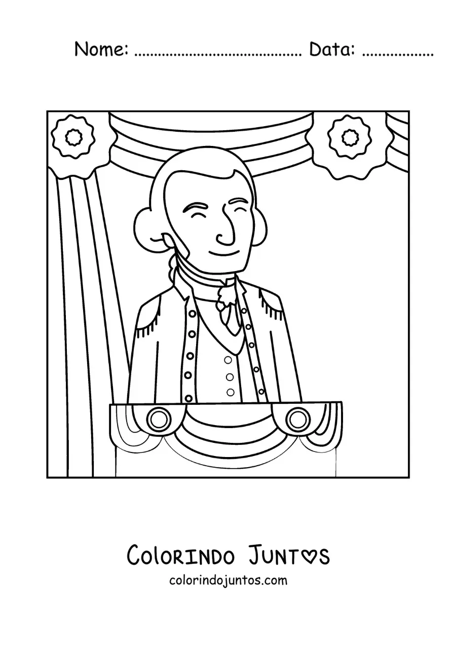 Desenho para colorir de George Washington, o primeiro presidente dos Estados Unidos