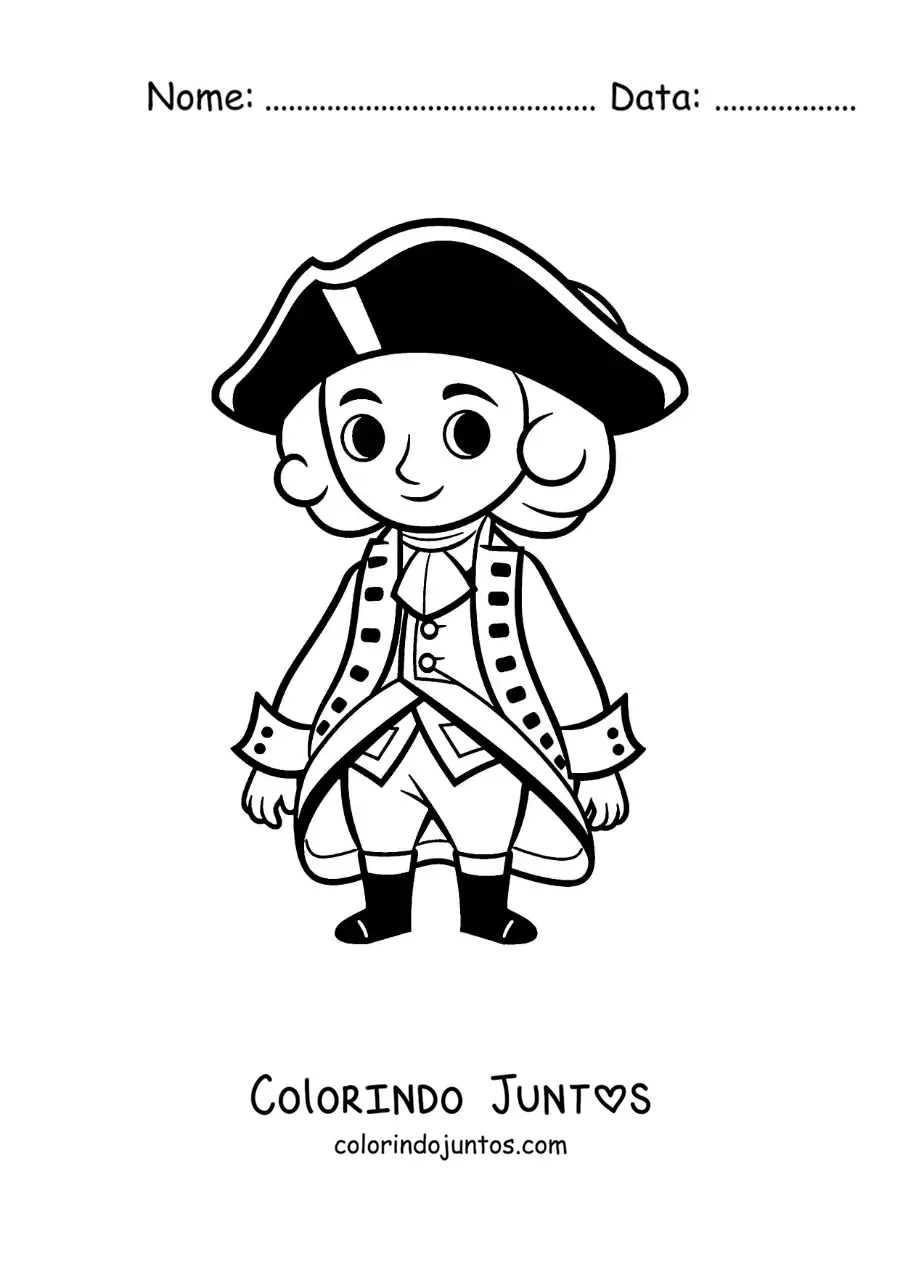 Desenho para colorir do presidente George Washington kawaii