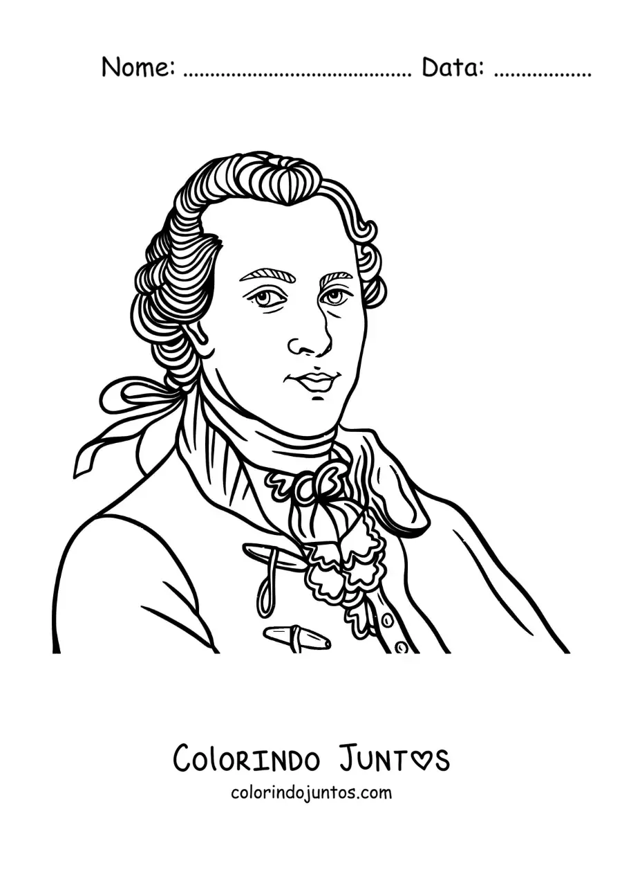 Desenho para colorir de George Washington, o primeiro presidente dos EUA, animado