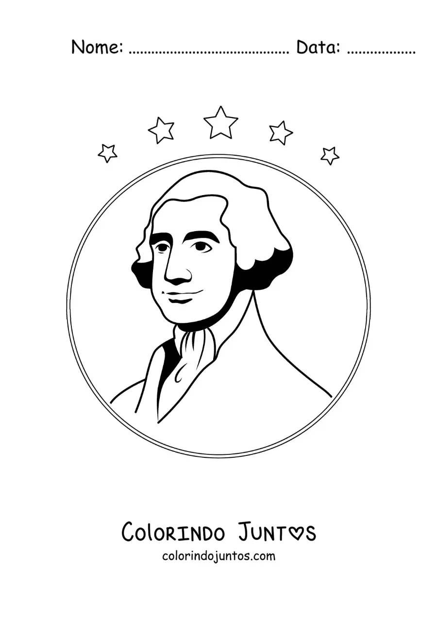 Desenho para colorir de George Washington fácil com estrelas