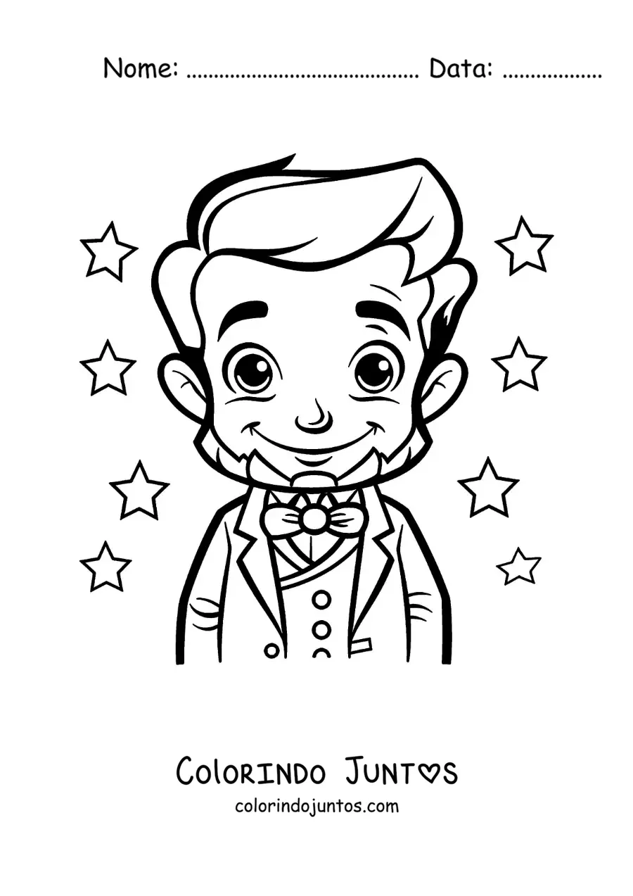 Desenho para colorir de Abraham Lincoln kawaii