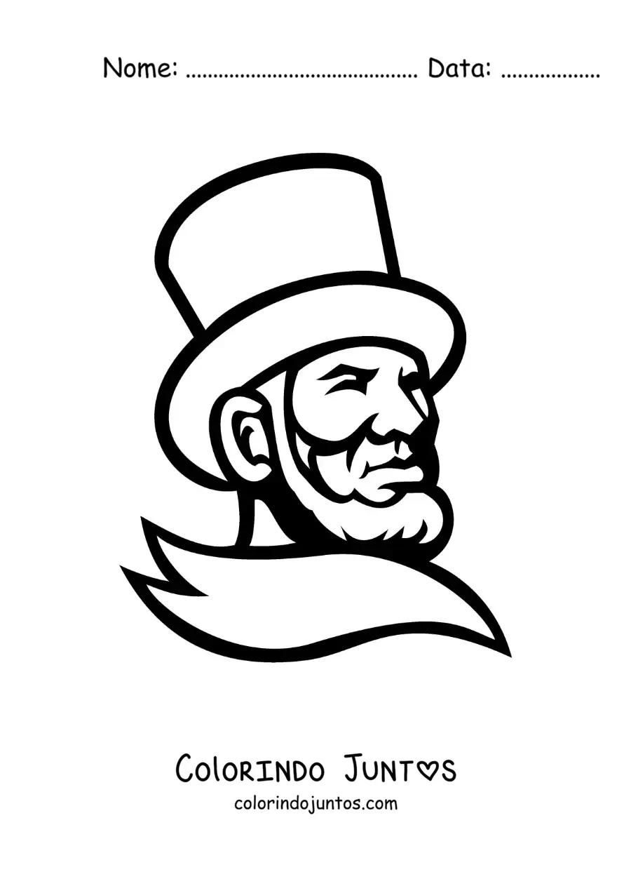 Desenho para colorir de Abraham Lincoln fácil com chapéu