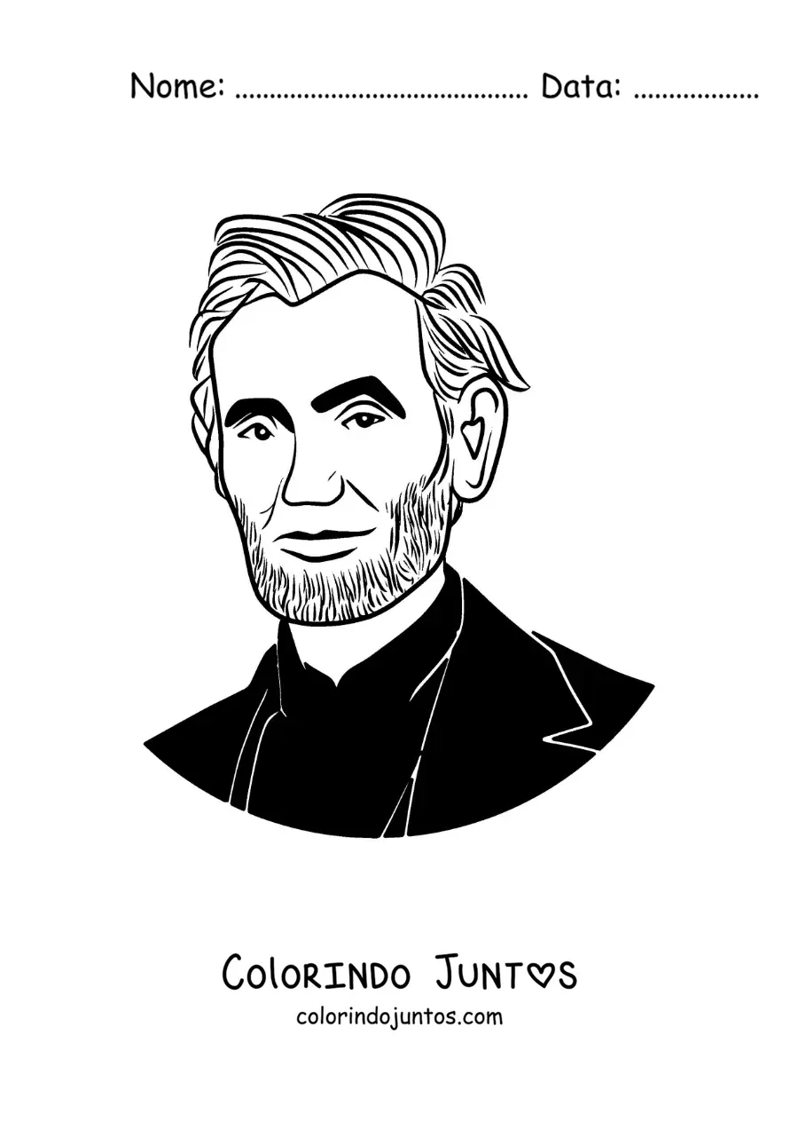 Desenho para colorir do rosto do presidente Lincoln