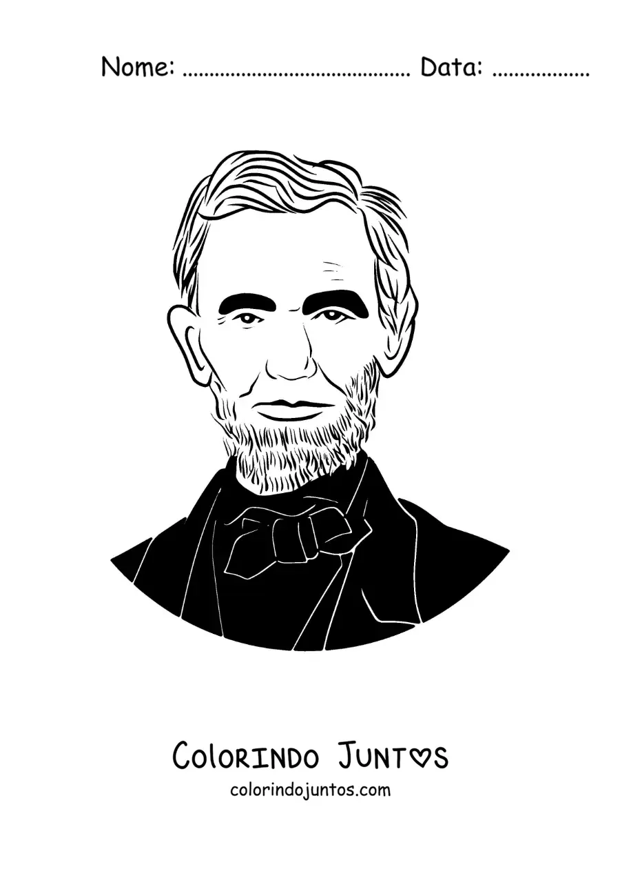Desenho para colorir de um retrato de Abraham Lincoln