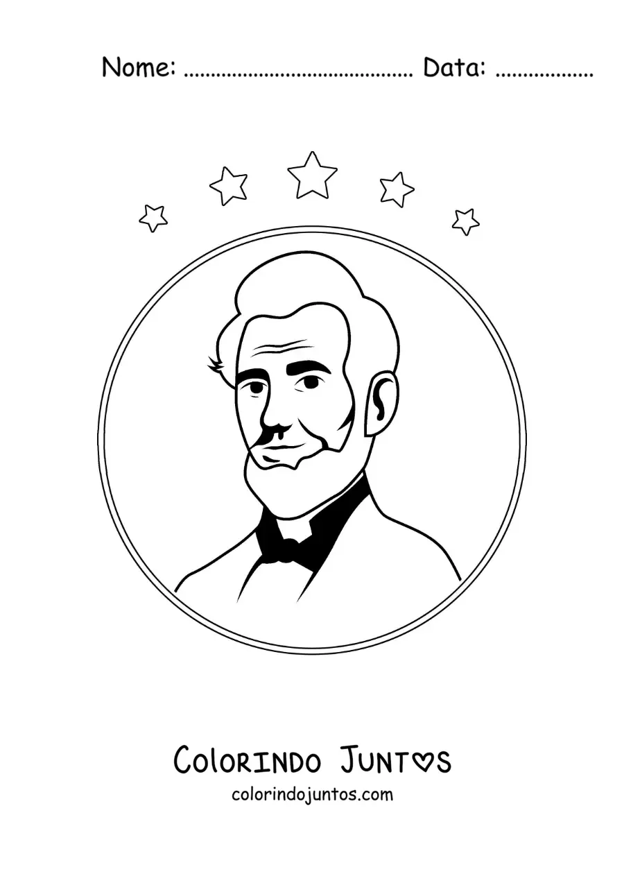Desenho para colorir de Abraham Lincoln com estrelas