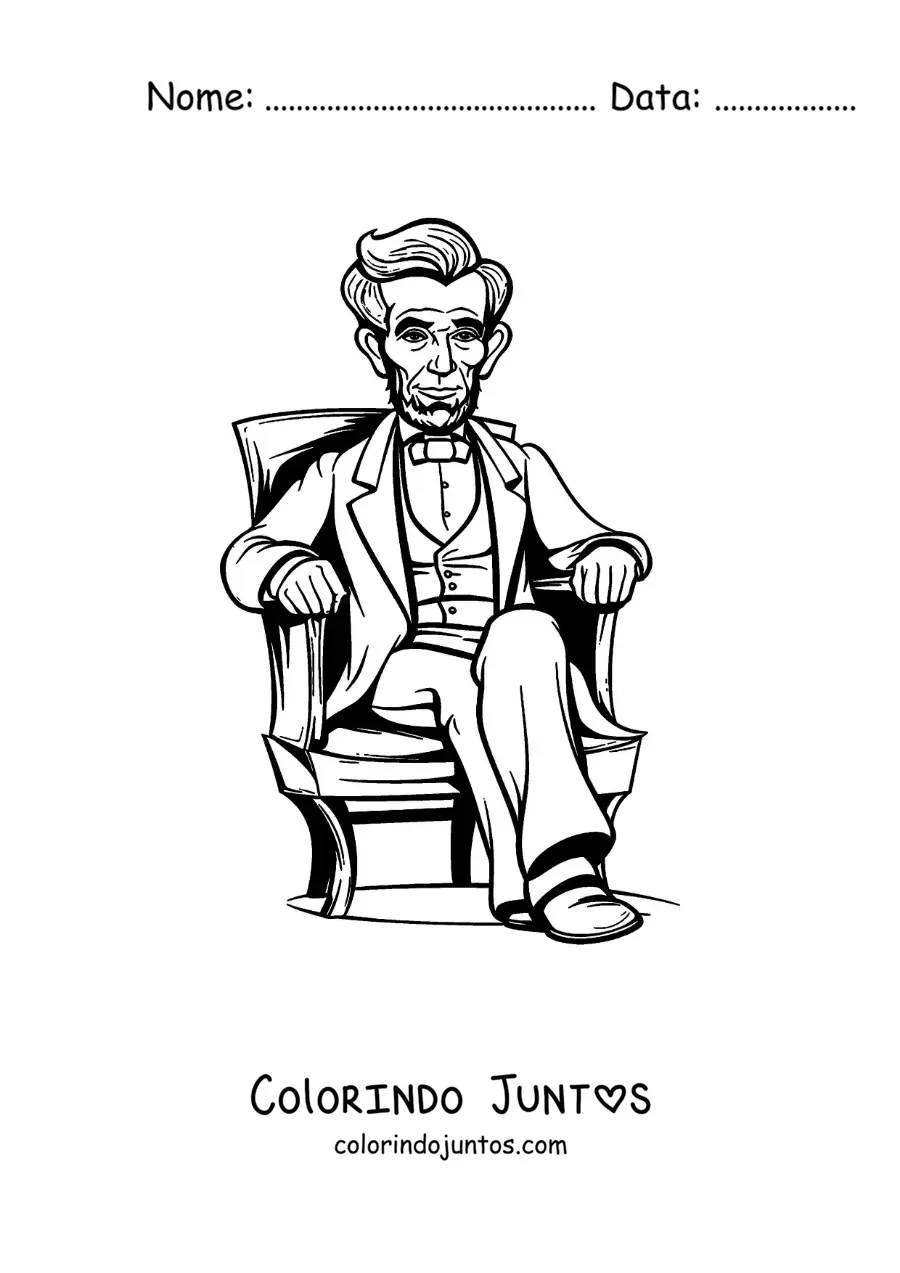 Desenho para colorir de Abraham Lincoln sentado